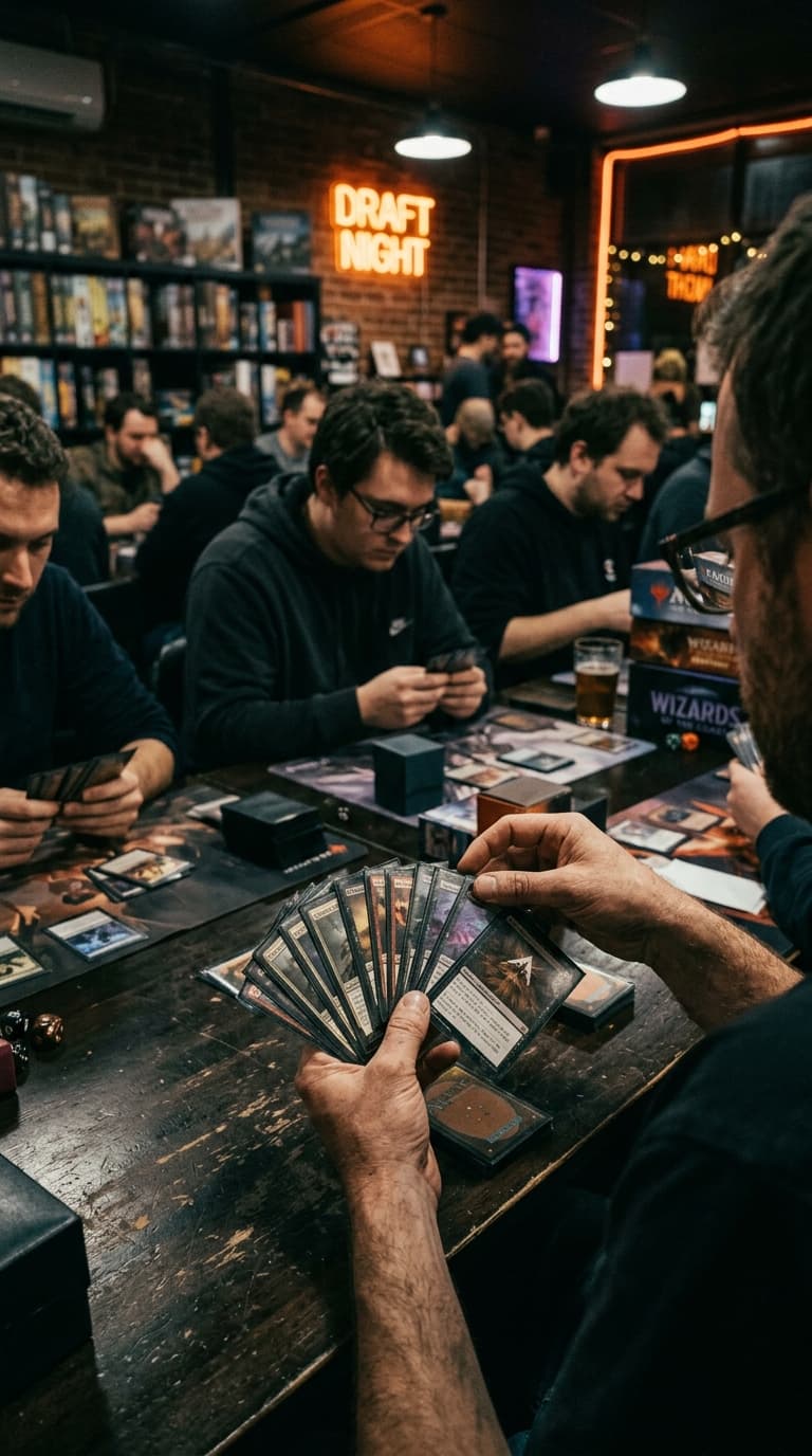 Players deep in a draft pod