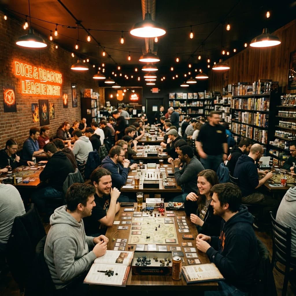 A packed table on league night
