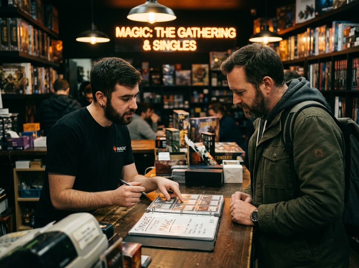 Staff member helping a customer at the counter